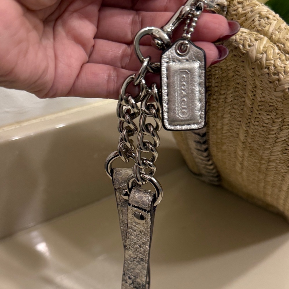 Coach Natalie Straw clutch with Python embossed l… - image 10